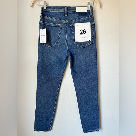 Re/Done Jeans Women’s 26 90s High Rise Ankle Crop Jean Cadet Indigo NWT - Picture 6 of 13